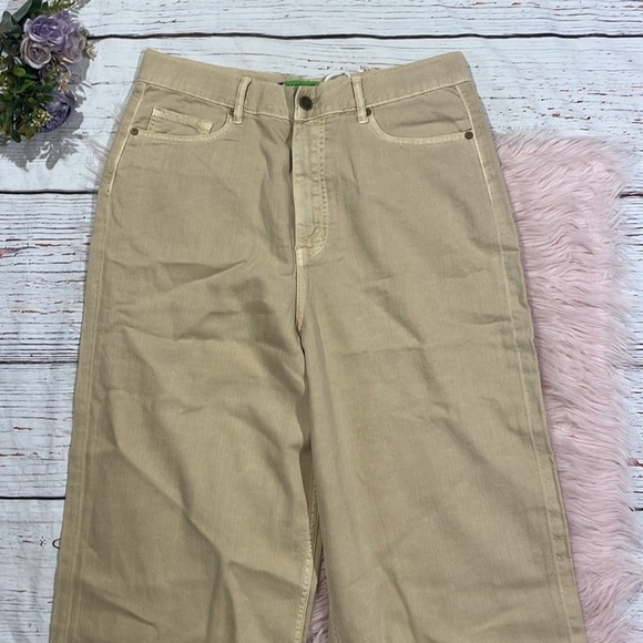 NWT Free People x Sandrine Rose Wide Leg Jeans Sunflower Tan Beige Cream - Picture 7 of 9